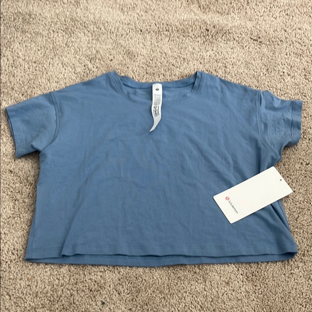 Lululemon Athletica Blue Boxy Crop Top